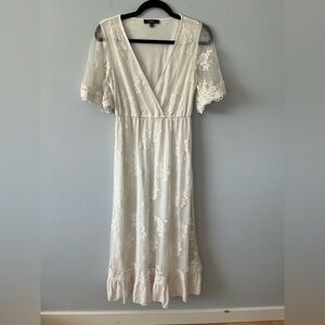 Lulu's Cream Lace Midi Dress